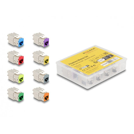 Delock module keystone prise rj45 vers lsa cat 6a sans outil, 8 pièces (multicolore)