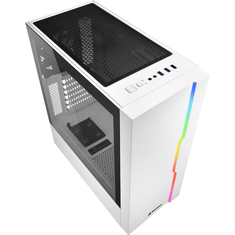 Sharkoon RGB Slider Midi Tower Case (White | 3x USB-A | RGB | Tempered Glass)