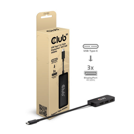 Club 3D USB-C till Triple DisplayPort MST Hub (svart, 4K60Hz)