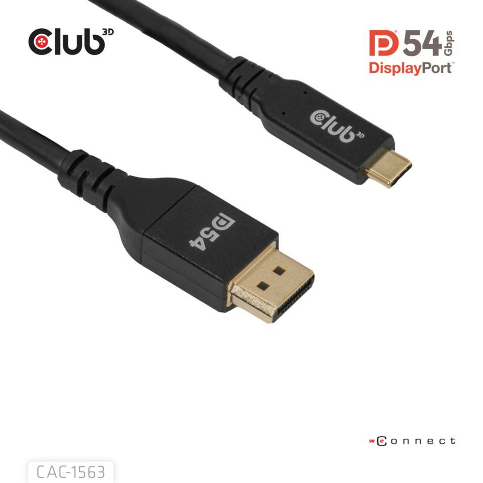 Club 3D USB-C to DisplayPort 2.1 DP54 Bi-Directional Cable, 8K120Hz 2m (Black)