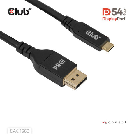 Club 3D USB-C till DisplayPort 2.1 DP54 dubbelriktad kabel, 8K120Hz 2m (svart)