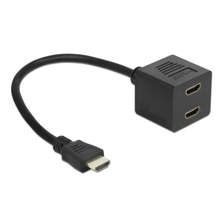 Delock vysokorychlostní HDMI rozbočovač s Ethernetem 1x samec na 2x samice (černý)