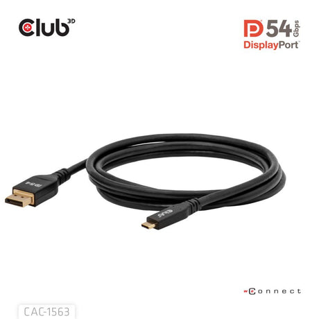 Club 3D USB-C till DisplayPort 2.1 DP54 dubbelriktad kabel, 8K120Hz 2m (svart)