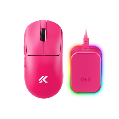 Mchose a7 v2 ultra+ gaming mouse (pink, 42,000 dpi, 8k, 2.4 ghz bluetooth usb-c)