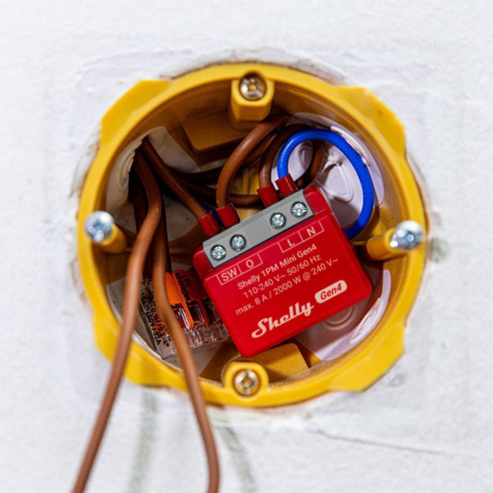 Shelly 1PM Mini Gen4 Relay (Red, Bluetooth 4.2, Wi-Fi)