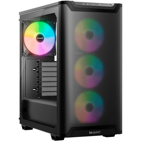 Roueg sinn! Pure Base 501 lx Midi Tower Gehäuse (schwaarz | 2x USB-A | 1x USB-C | RGB | temperéiert Glas)