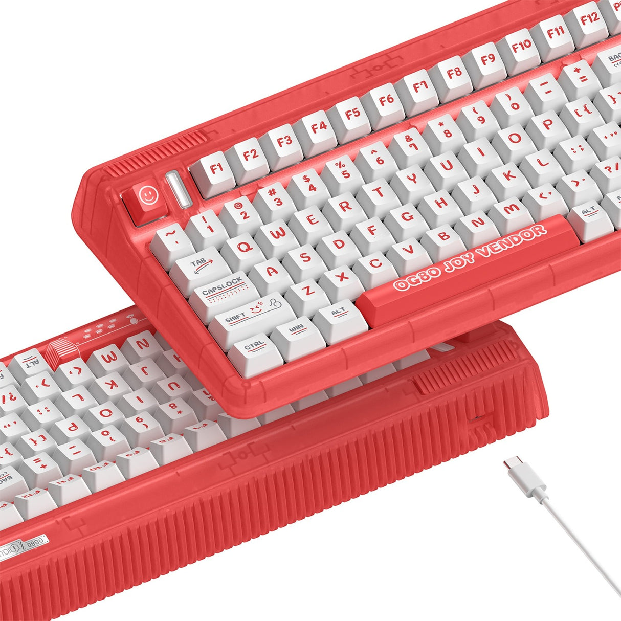 Iqunix OG80 Joy Vendor Wireless Mechanical Keyboard (Gray, US Layout (QWERTY), Cherry MX Brown, 80% (TKL), RGB LEDs, Hot-Swappable, PBT, 2.4GHz | Bluetooth 5.1 | USB-C)