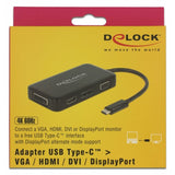 Delock USB-C > VGA HDMI DVI DisplayPort Adapter (black, 0.15 meter)