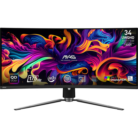 Msi mag 341cqp qd-oled 34 curved ultrawide gaming monitor (black, 2x hdmi, displayport, 2x usb-a, usb-b, usb-c, 175 hz)