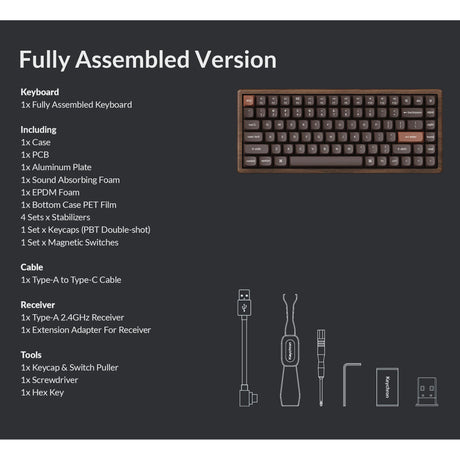 Keychron K2 HE all-wood special edition mechanical keyboard (wood color, US layout (QWERTY), Gateron double-rail magnetic Nebula, 75%, Gateron double-rail magnetic, OSA PBT double-shot, hot swap, Bluetooth 5.2 | USB-C)