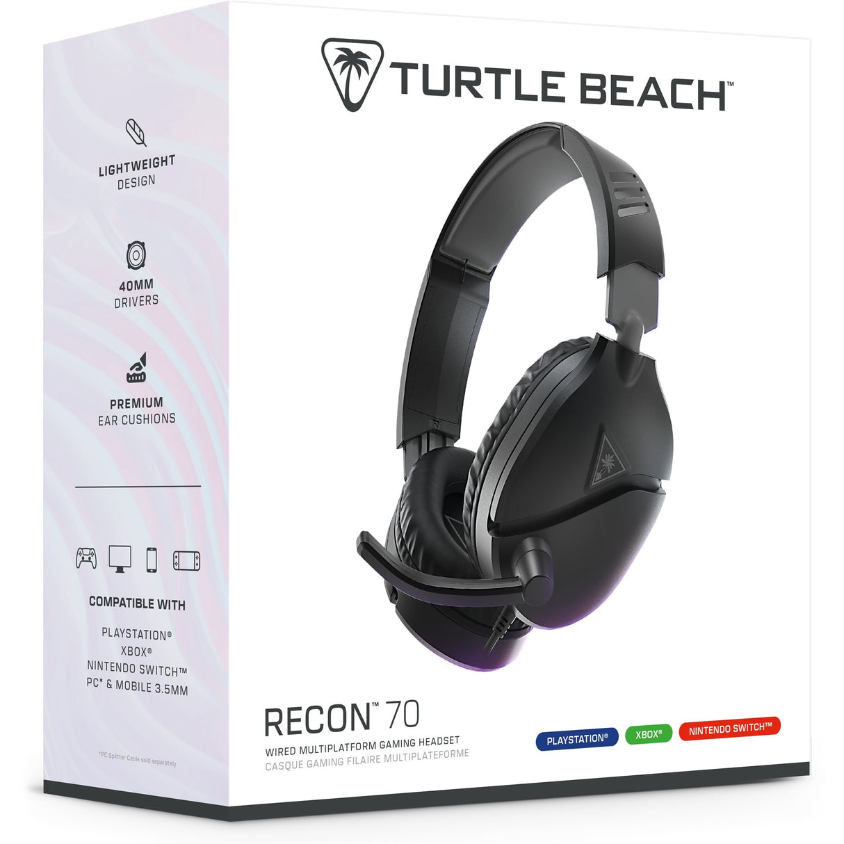 Turtle Beach Ear Force Recon 70P Black (2024) Over-Ear Gaming Headset (Black, PS4, PS5, Xbox Series X|S, Xbox One, Switch, PC, Mobile)