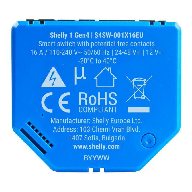 Shelly 1 gen4 Relay (blue, Bluetooth, Wi-Fi)