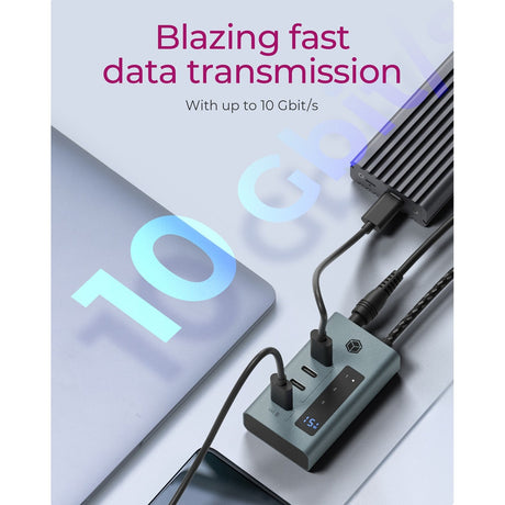 Icy box ib-hub1454-c31 USB-elosztó (szürke kék-szürke, 4x USB-C 3.2 (10 Gbit s))