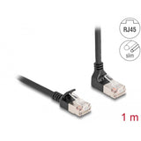 Delock RJ45 network cable Cat.6a S/FTP slim 90° upward angled straight 1 m cable (black)