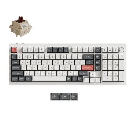 Keychron Q5 Ultra-M3 8K Wireless Custom Mechanical Keyboard (White, US Layout (QWERTY), Silk POM Brown, 96%, RGB, Hot-Swap, 8K, 2.4 GHz | Bluetooth 5.2 | USB-C)