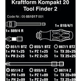 Wera Kraftform Kompact 20 Tool Finder 2 Bit Set with Pouch (Black Green, 13-piece)