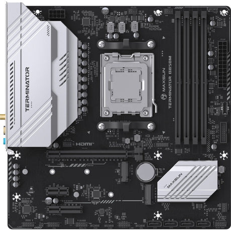 Maxsun ms-terminator b850m wifi socket am5 motherboard (black, raid, 2.5 gb-lan, wlan, bt, sound, µatx)