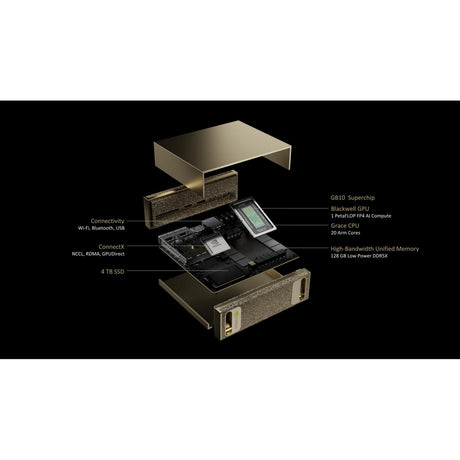 Nvidia® DGX Spark Founders Edition PC System (Gold | Nvidia Grace | Nvidia Blackwell | 128 GB | 4 TB SSD)