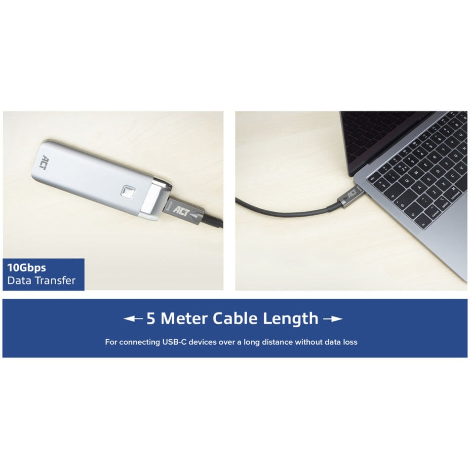 Act Connectivity USB-C 3.2 Gen2 Active Optical Cable (AOC) (grey black, 5 meters)