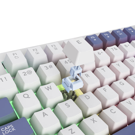 Trust gxt 872 xyra mechanisch tkl-gamingtoetsenbord (wit, us lay-out (qwerty), leobog seiya, 80% (tkl), rgb, hot swap)