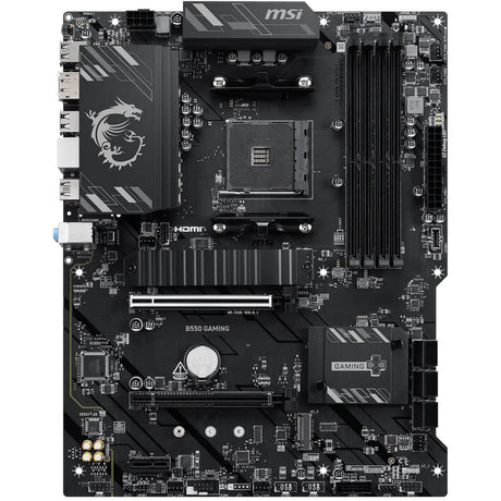 Msi b550 gaming socket am4 moederbord (zwart zilver, raid, gb-lan, sound, atx)