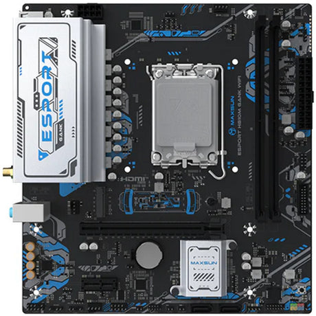 Maxsun ms-esport-h810m gank WiFi Socket 1851 Motherboard (Black, GB-LAN, WLAN, BT, Sound, µATX)
