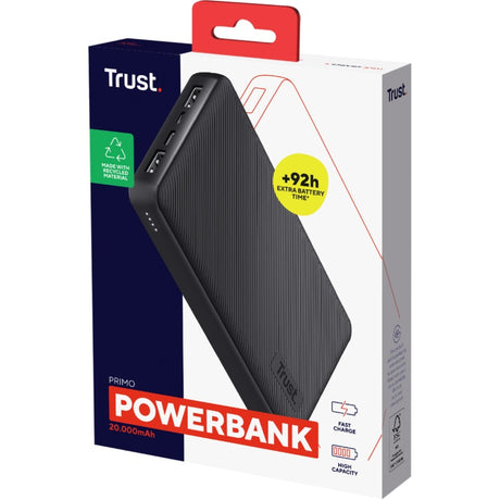 Trust primo 20.000 mah eco power bank (schwaarz)