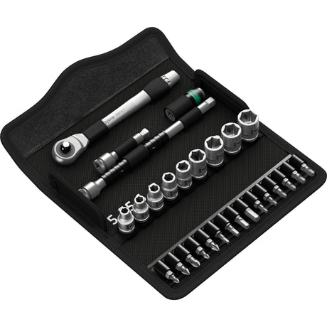 Wera 8100 SA 7 Zyklop Metal Ratchet Set Push-Through Square 1/4 Tool Set (28-Piece)