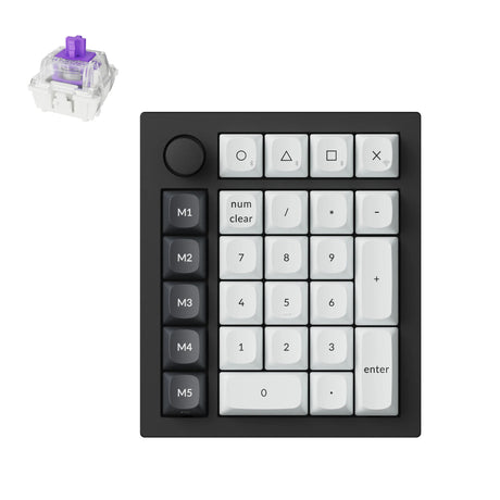 Keychron q0 he qmk wireless custom number pad rgb mechanisch numpad (zwart, us lay-out (qwerty), gateron double-rail magnetic nebula, hot-swap, rgb, double-shot pbt keycaps)