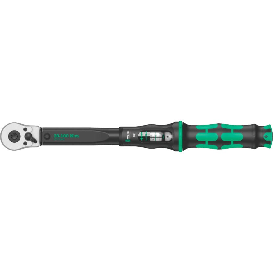 Wera Click-Torque B 2 Torque Wrench with Reversible Ratchet, 20-100 Nm (Black Green)
