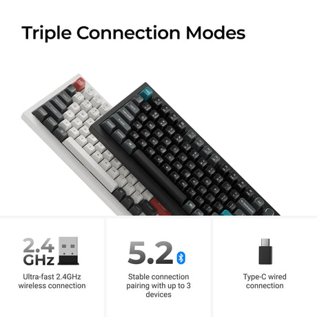 Keychron q1 ultra-m3 8k wireless custom mechanical keyboard (black, US layout (qwerty), silk pom brown, 75%, rgb, hot swap, 8k, 2.4 ghz | bluetooth 5.2 | usb-c)