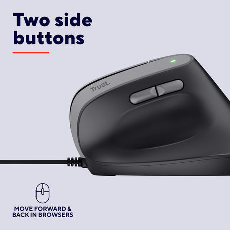 Trust bayo ii bedrade ergonomische muis (zwart, 800 dpi - 2400 dpi)