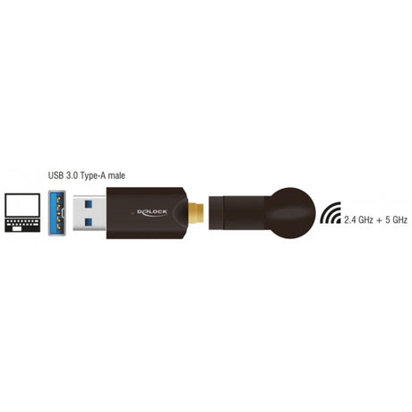Delock USB 3.0 двулентова WLAN антена (черна)