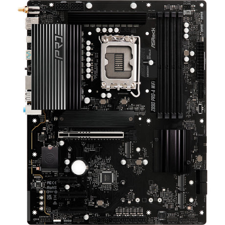 Asrock Z890 Pro-A WiFi Socket 1851 hovedkort (svart, RAID, 2,5 GB-LAN, WiFi 6e, BT, lyd, ATX)