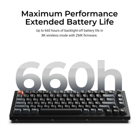 Keychron v1 ultra 8k wireless custom mechanical keyboard (black, US layout (QWERTY), silk POM red, 75%, RGB, hot-swap, 2.4 GHz | Bluetooth 5.3 | USB-C)