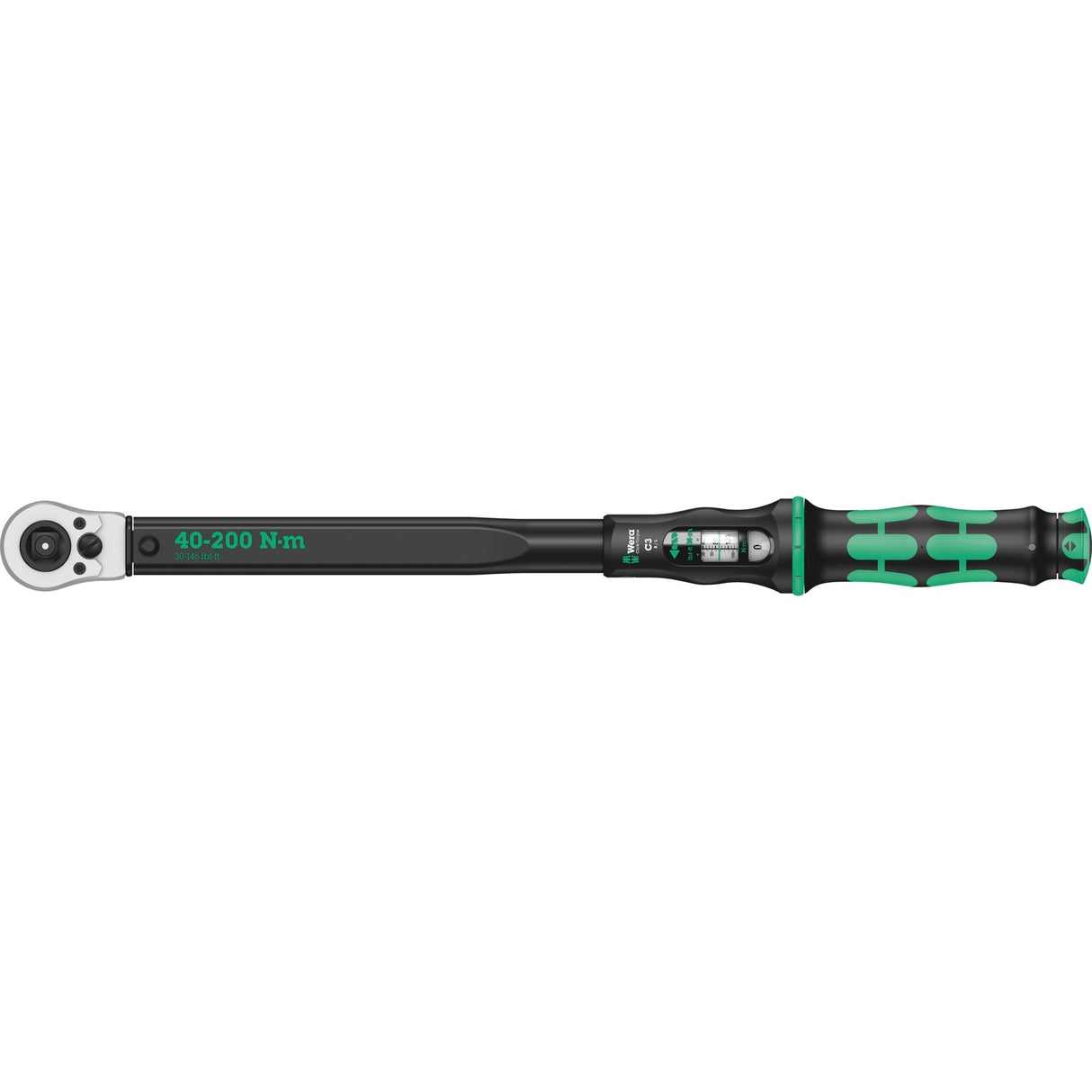 Wera Click-Torque C 3 Push R/L Adjustable Torque Wrench (Black Green, 40-200 Nm)