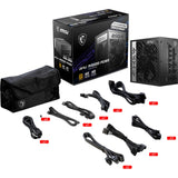 Msi MPG A1000G PCIe5 Modular 1000 Watt Stroumversuergung (Schwaarz, 1x 12V-2x6, 6x PCIe)