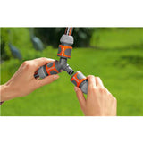 Gardena two-sided hose coupling set-orange-and-gray-18287-20