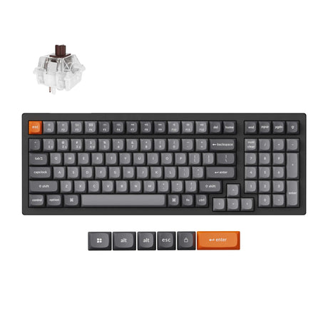Keychron K4 Max - H3 RGB Mechanical Keyboard (Black, US Layout (QWERTY), Super Brown, 96%, RGB, Double-Shot PBT Keycaps, Hot Swap, Bluetooth | USB-C | 2.4 GHz)