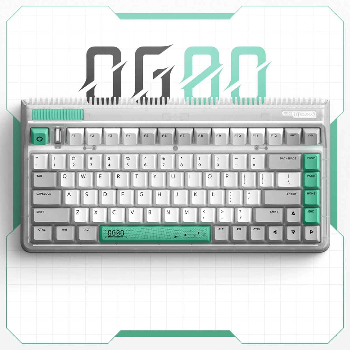 Iqunix OG80 Wormhole Wireless Mechanical Keyboard, Gaming Keyboard (Gray Green, US Layout, Cherry MX Red, RGB LEDs, 80% (TKL), Hot-Swappable, PBT, 2.4GHz | Bluetooth 5.1 | USB-C)