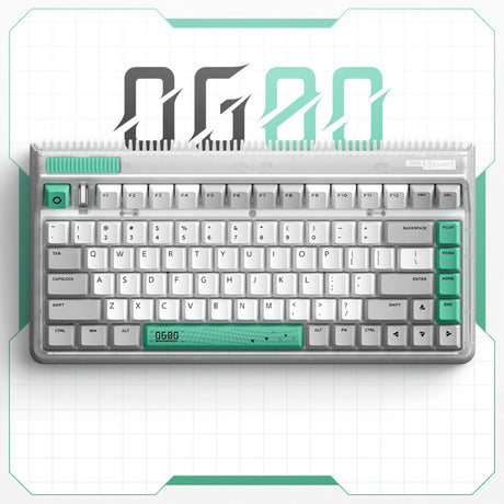 Iqunix OG80 Wormhole Wireless Mechanical Keyboard, Gaming Keyboard (Gray Green, US Layout, Cherry MX Red, RGB LEDs, 80% (TKL), Hot-Swappable, PBT, 2.4GHz | Bluetooth 5.1 | USB-C)