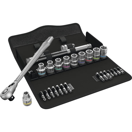 Wera 8100 SC 8 Zyklop Metal Switchable Ratchet Set, 1/2" Drive Tool Set (28-piece)