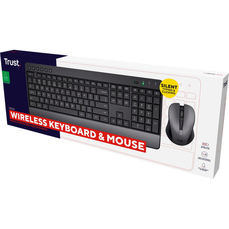 Trust trezo confort ensemble clavier et souris sans fil ensemble de bureau (noir, disposition américaine (qwerty), 100%)