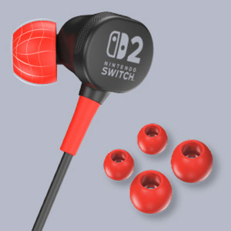 Káblové slúchadlá Powera pre Nintendo Switch 2 do uší (čierne červené, Nintendo Switch 2, Nintendo Switch, Nintendo Switch - model OLED, Nintendo Switch Lite)