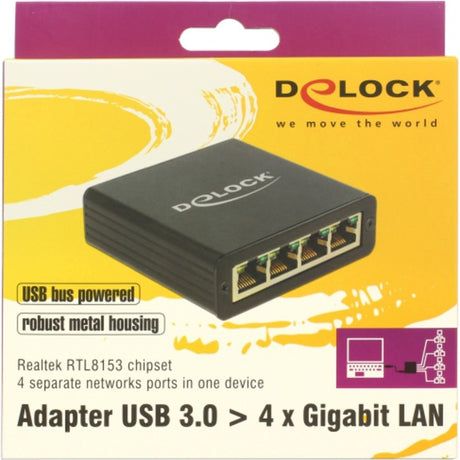Delock USB 3.0 > 4x gigabit LAN adapter (black, 80 centimeters)