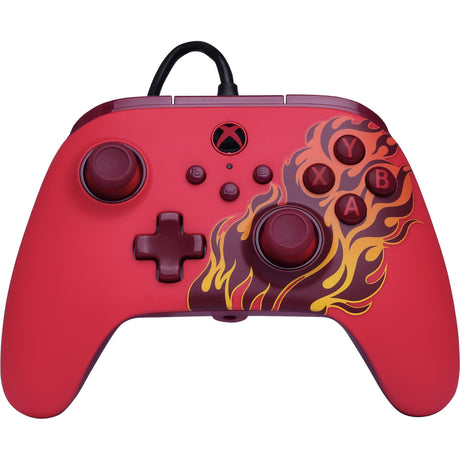 Kontroler Powera Advantage z kablem do serii Xbox x|s - red fire (czerwony, xbox series x|s, xbox one, PC)
