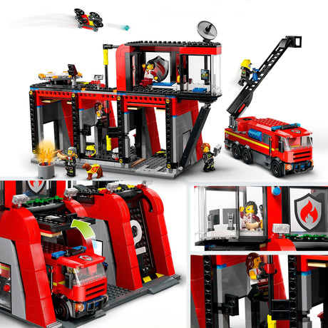 Corpo de bombeiros e caminhão de bombeiros da cidade de Lego - 60414