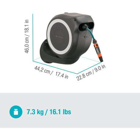 Gardena Wall-Mounted Hose Box RollUp S Hose Reel (grey, 18602-20, 15 m)