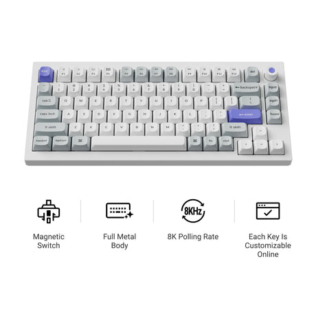 Keychron Q1 HE 8K Magnetic Switch Keyboard (Black, US Layout (QWERTY), Ultra-fast Lime, 75%, RGB, Hot Swap, 8K)