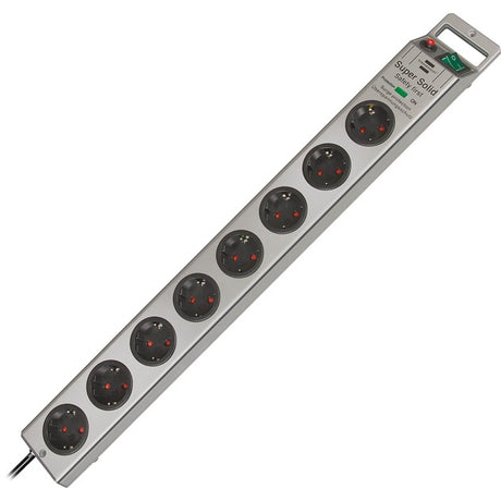 Brennerstuhl power strip | 8 holes | 63cm | 2.5m | silver | 1153340318 - 1153340318